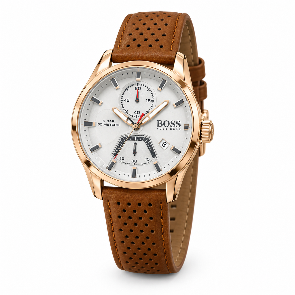 BOSS – Rose Gold & Brown Leather